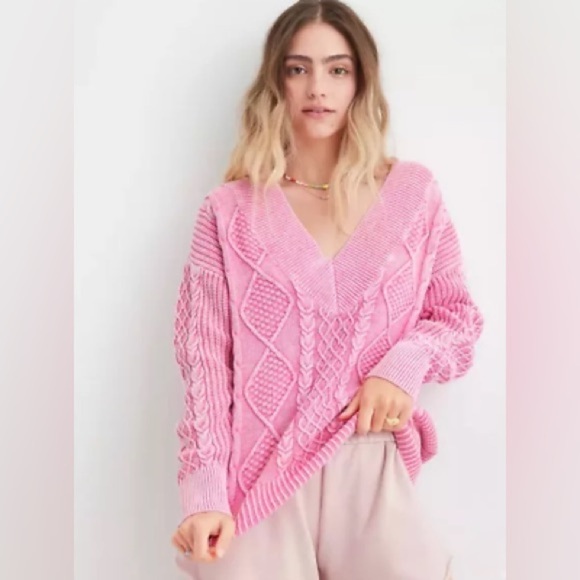 Aerie Chunky Cableknit Oversized Knit Sweater - Picture 1 of 7
